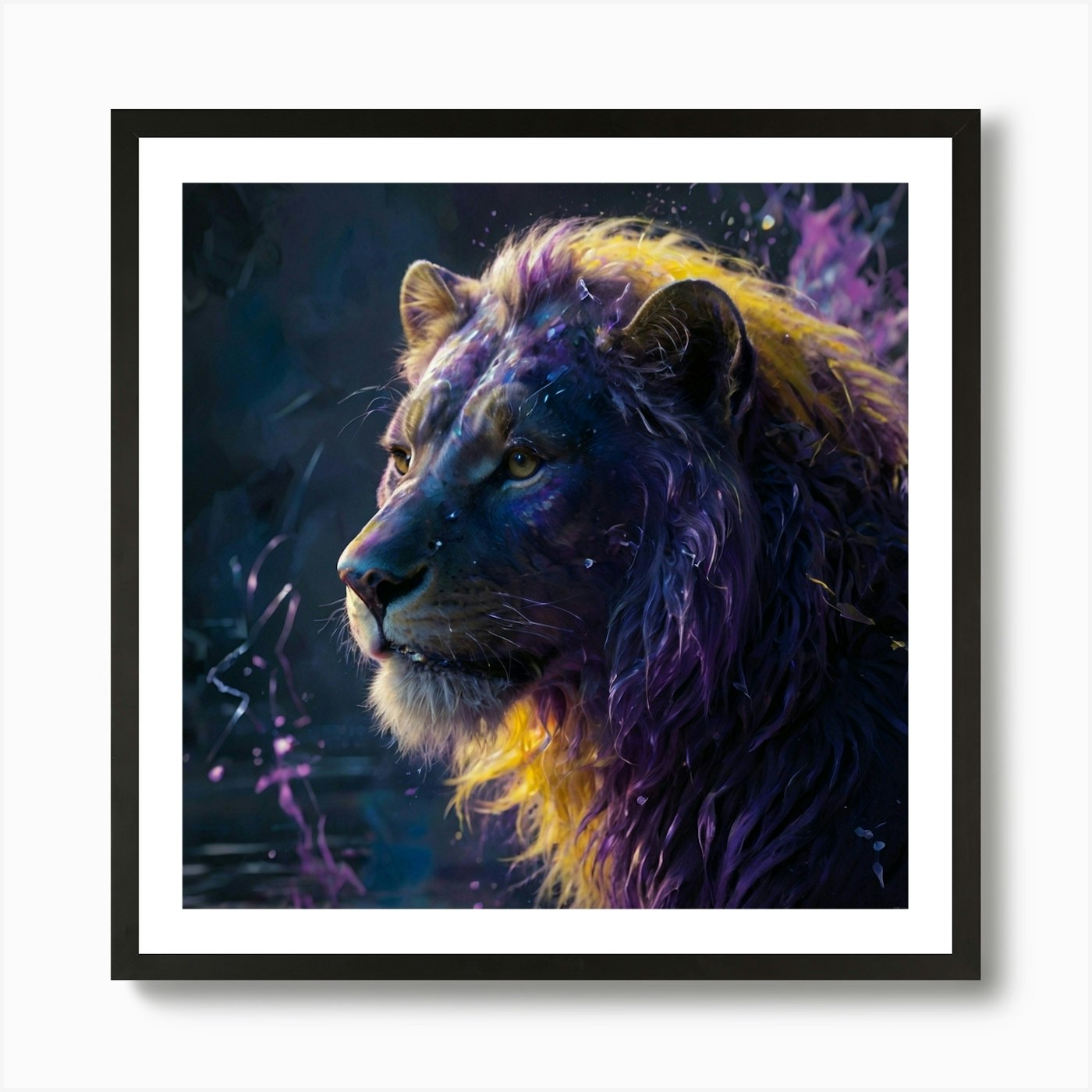 Purple Lion Art Print Framed Wall Art Poster Canvas Print Picture