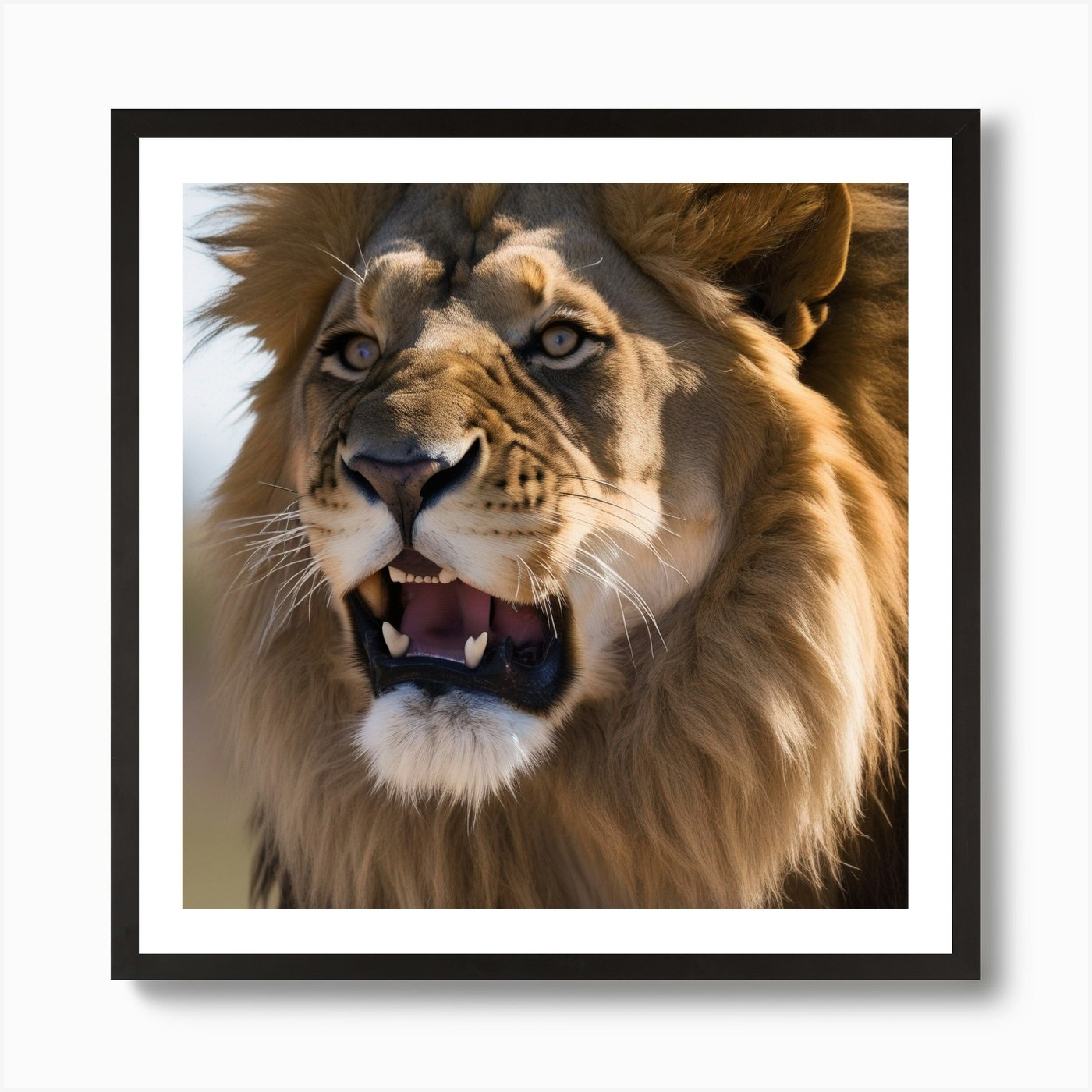 Lion Roaring Art Print Framed Wall Art Poster Canvas Print Picture
