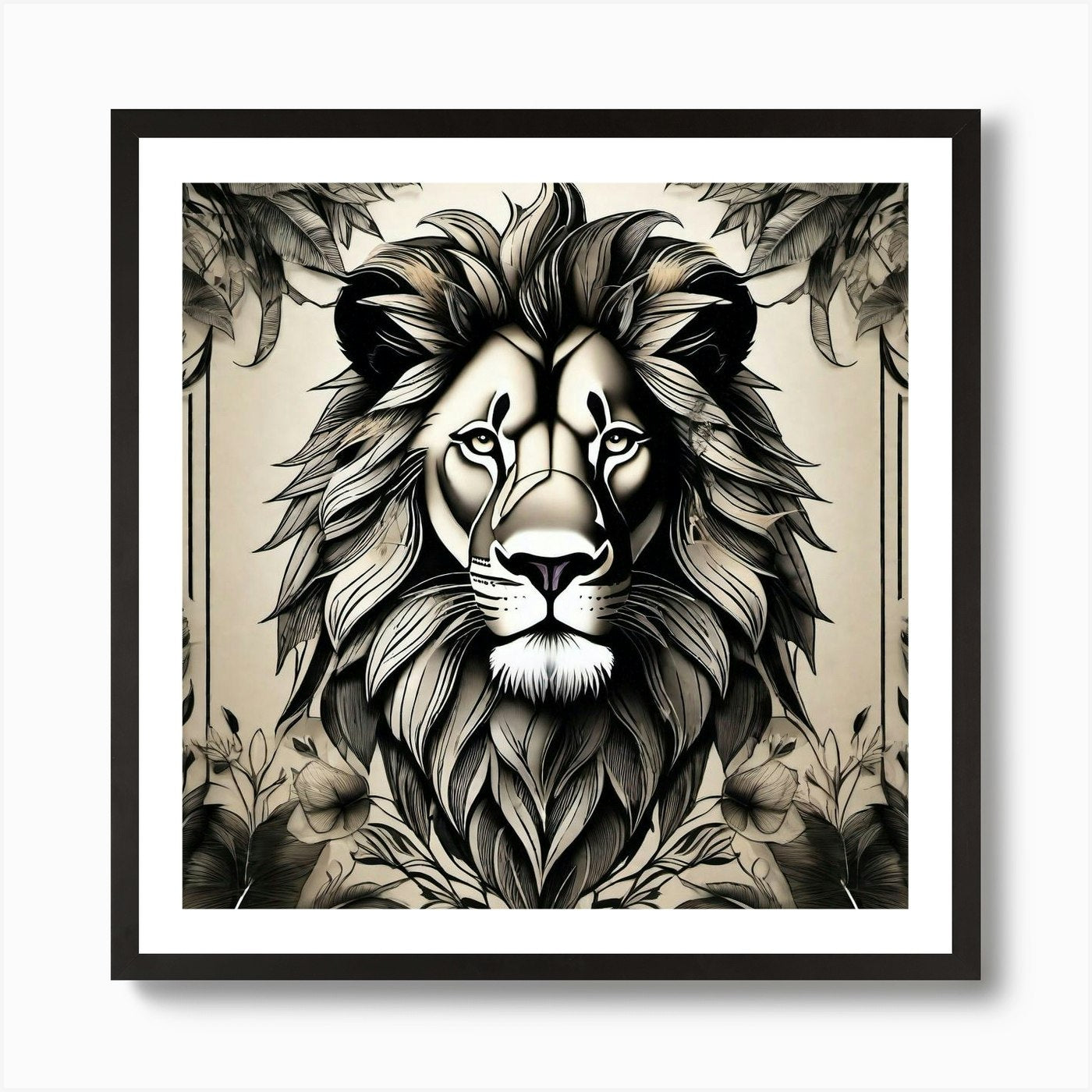 Lion Head 15 Art Print Framed Wall Art Poster Canvas Print Picture