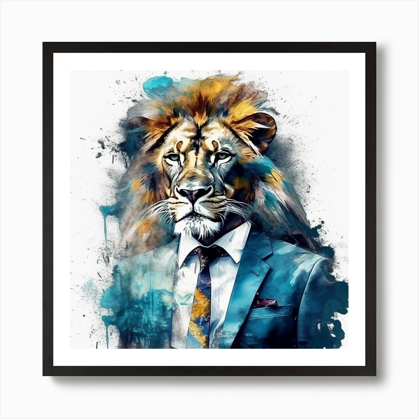 Lion In A Suit 1 Art Print Framed Wall Art Poster Canvas Print Picture