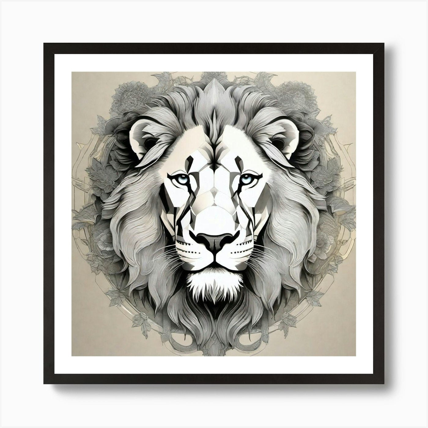 Lion Head 42 Art Print Framed Wall Art Poster Canvas Print Picture