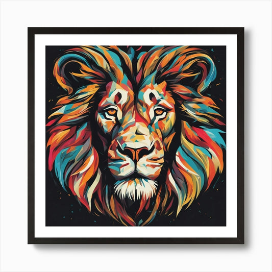 An Image Of A Lion With Letters On  Framed Wall Art Poster Canvas Print Picture