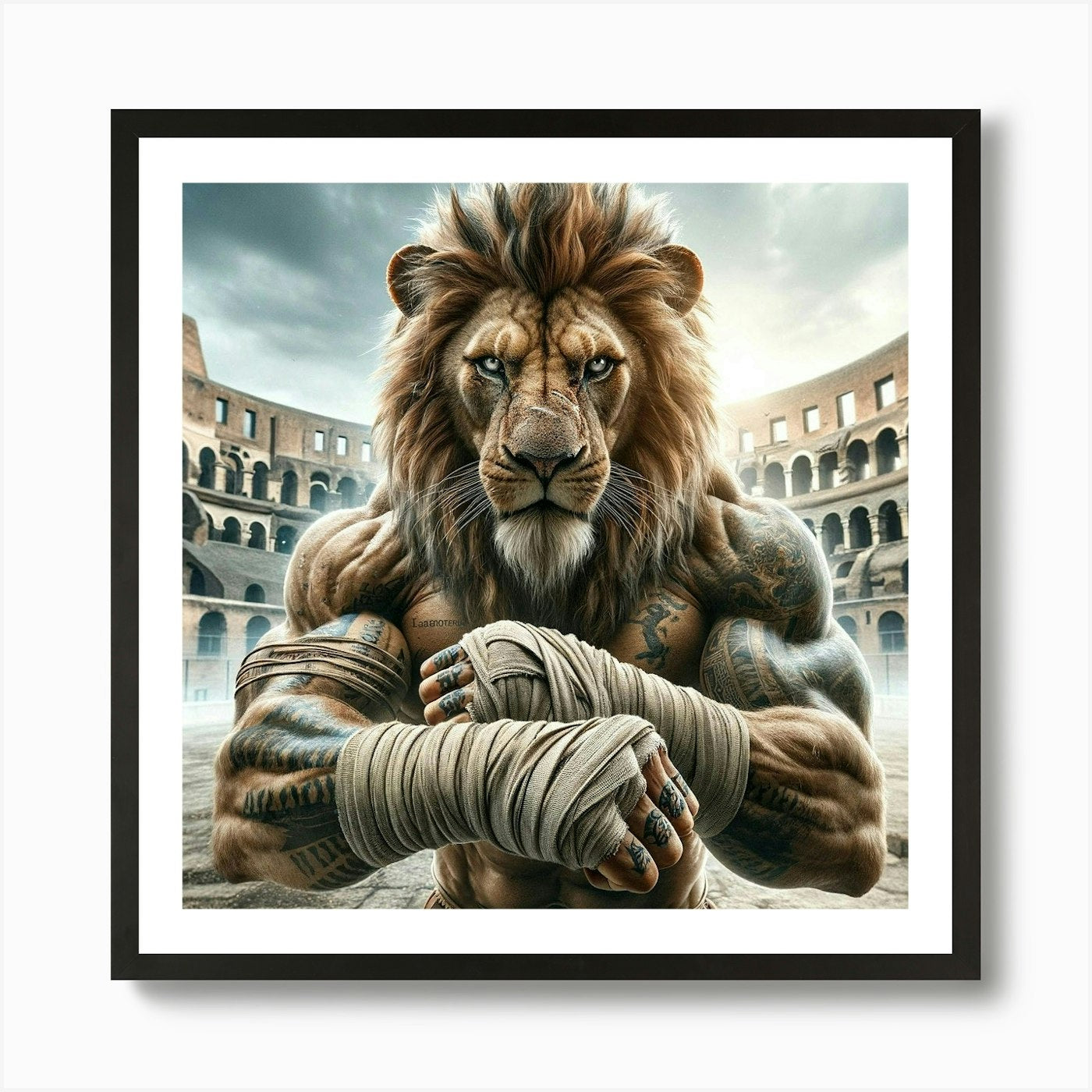 Lion Of Rome Art Print Framed Wall Art Poster Canvas Print Picture