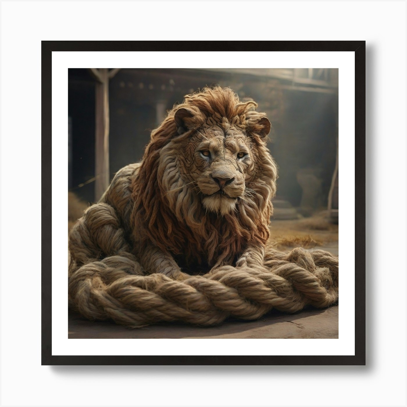 A Lion made of rope 1 Art Print Framed Wall Art Poster Canvas Print Picture