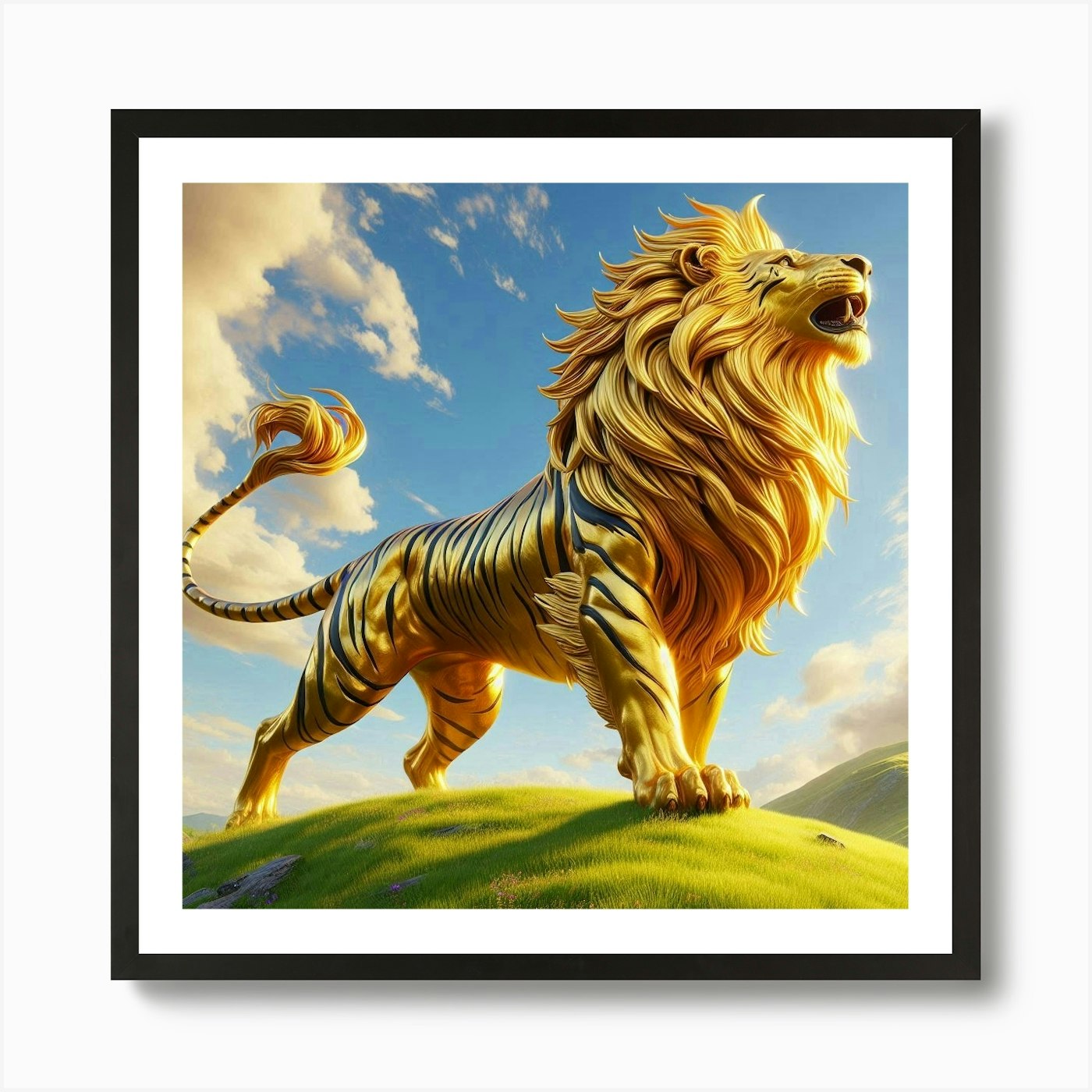 Golden Lion 3 Art Print Framed Wall Art Poster Canvas Print Picture