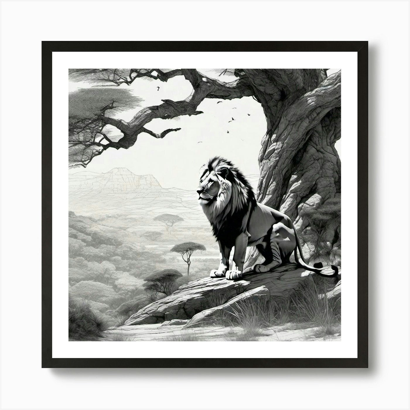 Lion In The Forest 67 Art Print Framed Wall Art Poster Canvas Print Picture