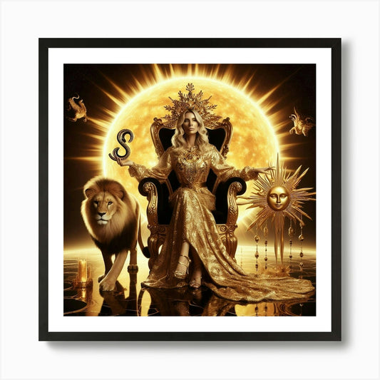 Lion And The Woman Art Print Framed Wall Art Poster Canvas Print Picture