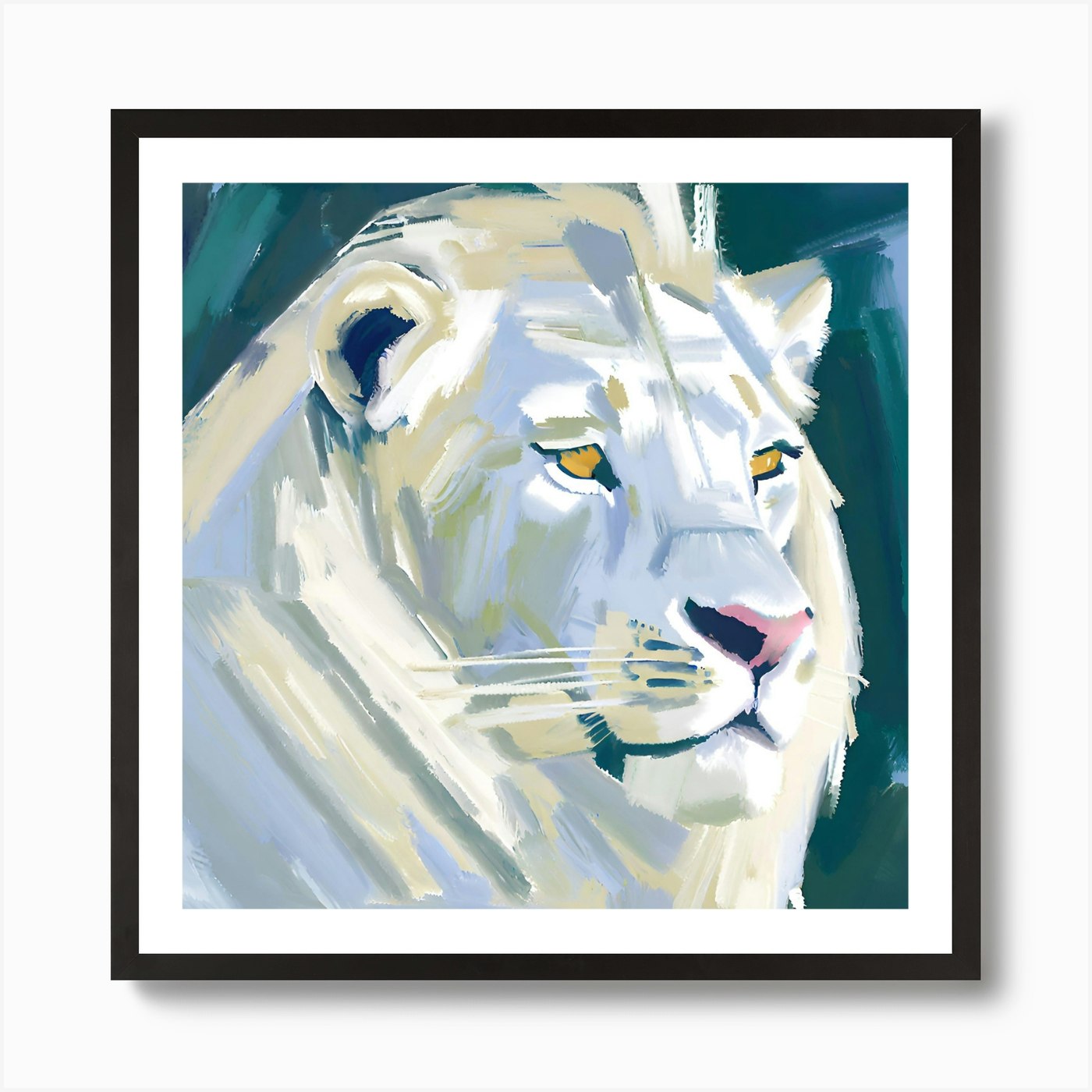 White Lion 02 Art Print Framed Wall Art Poster Canvas Print Picture