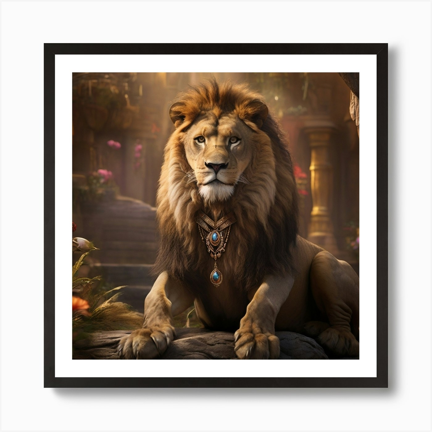 Lion Of The Jungle Art Print Framed Wall Art Poster Canvas Print Picture