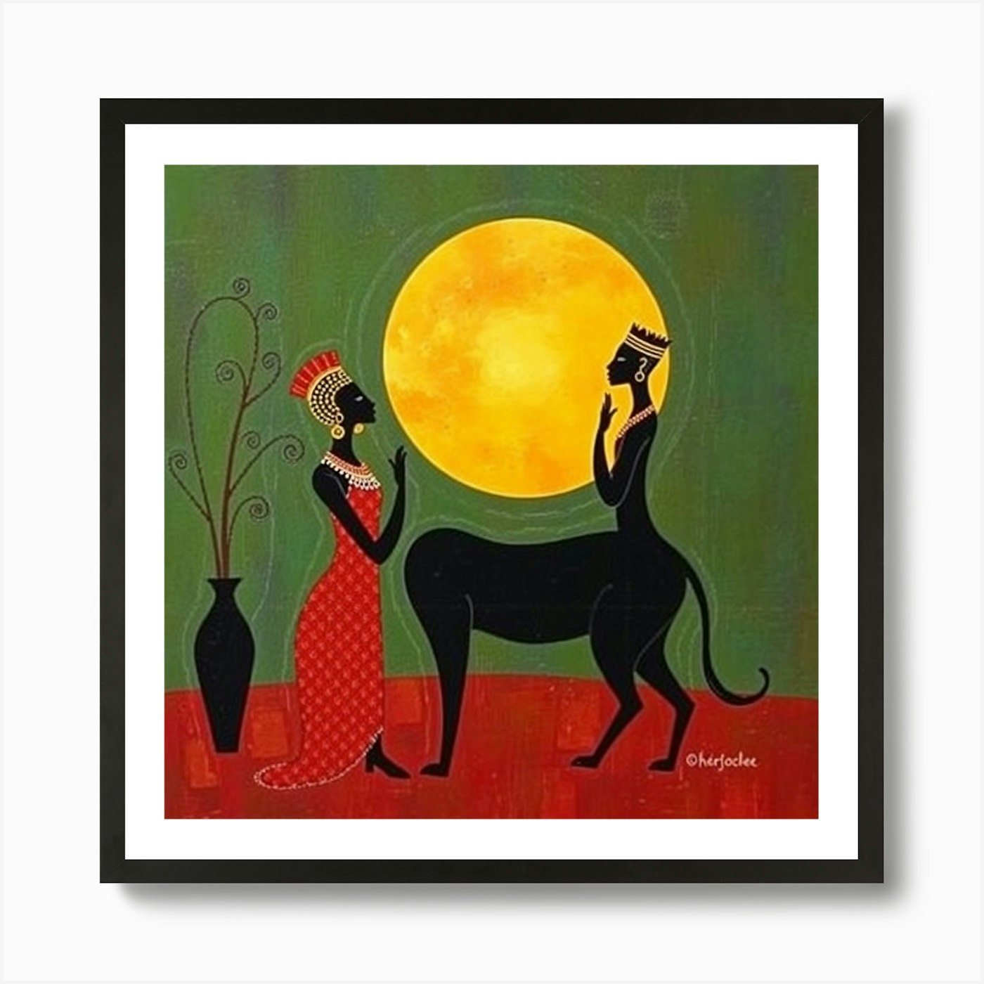 Woman And A Lion Art Print Framed Wall Art Poster Canvas Print Picture