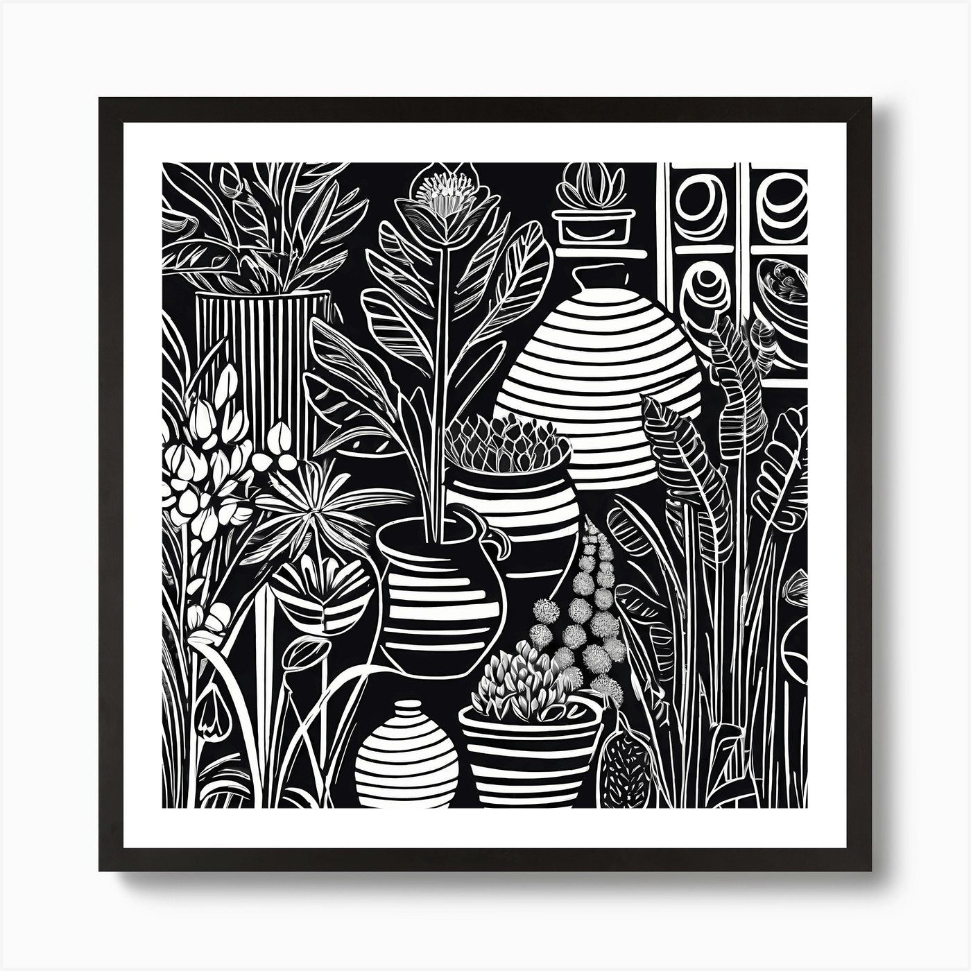 Lion cut inspired Black and white G Framed Wall Art Poster Canvas Print Picture