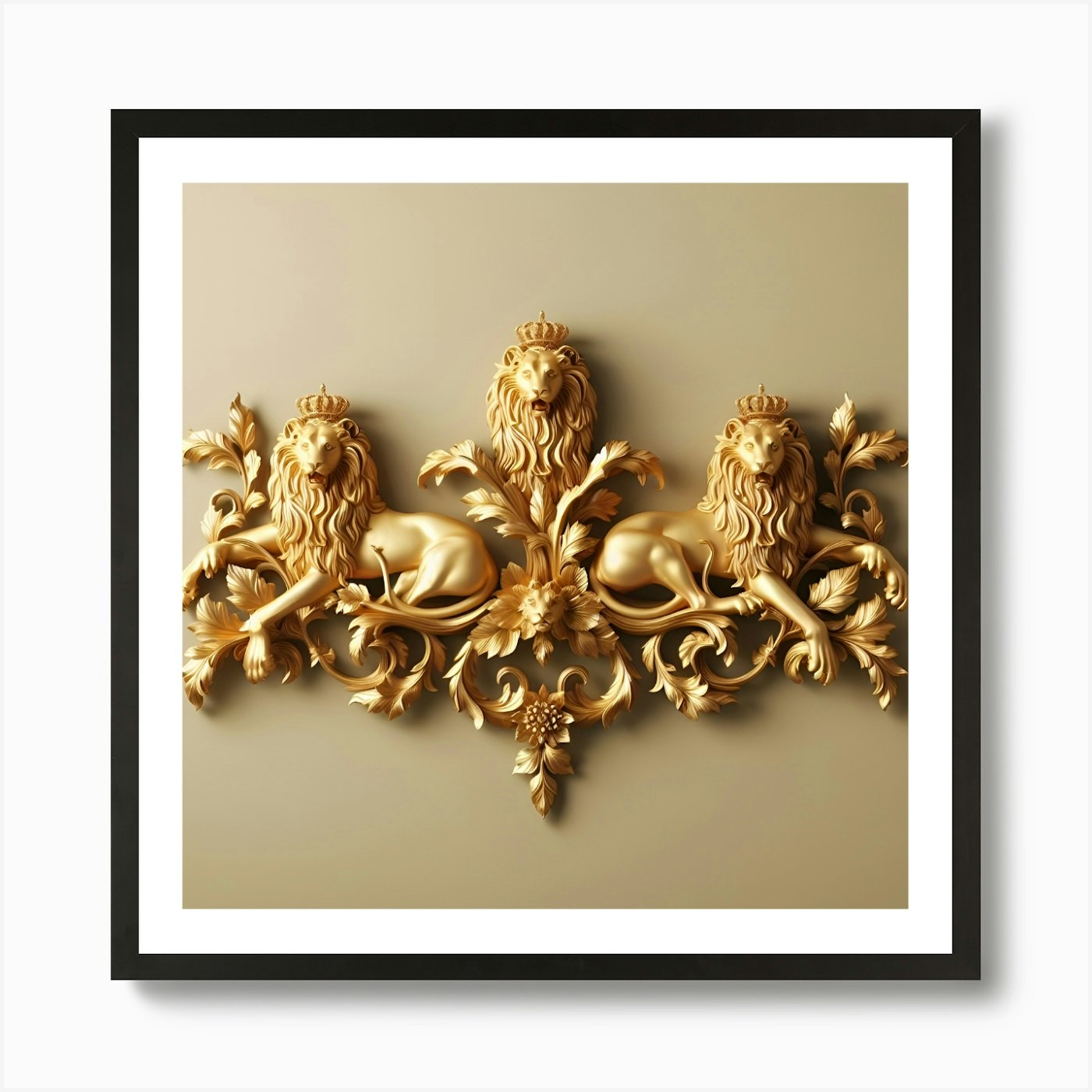 Three Lions Art Print Framed Wall Art Poster Canvas Print Picture