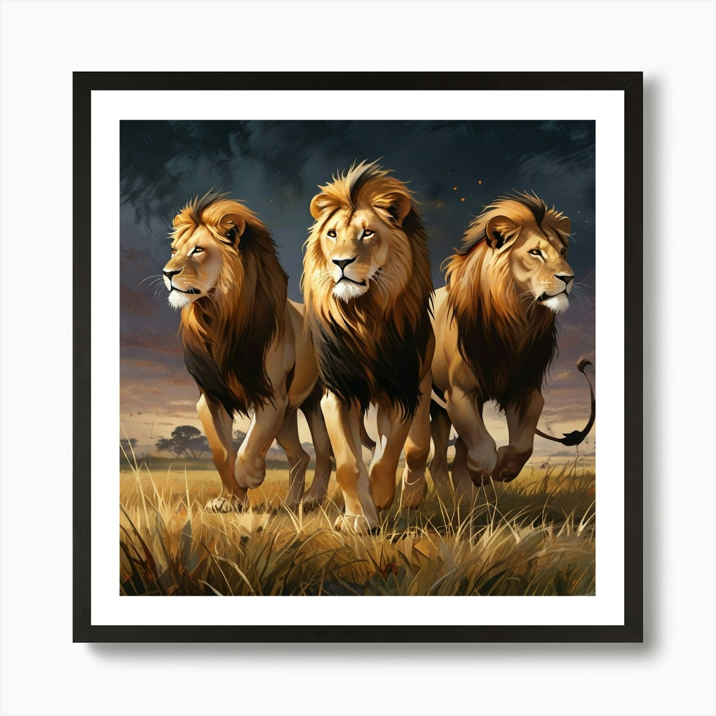 Lions Art Print Framed Wall Art Poster Canvas Print Picture
