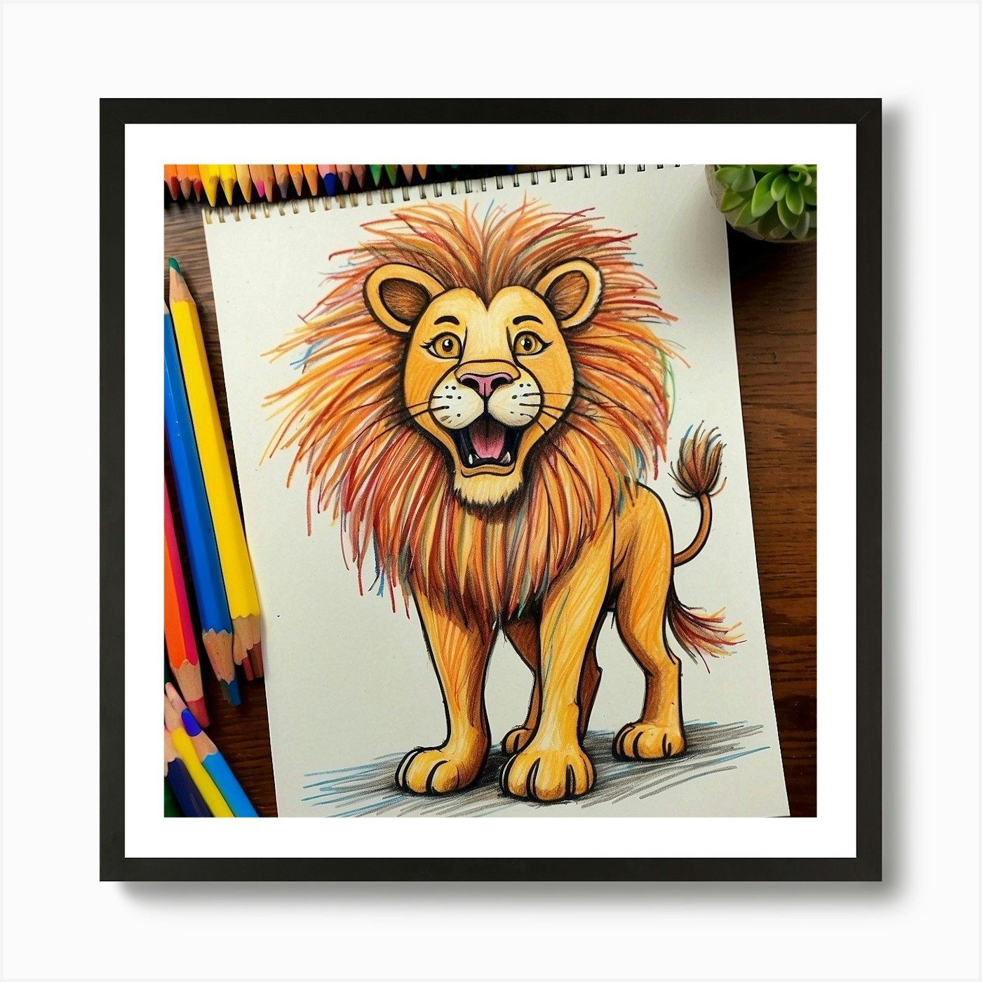 Lion Drawing 15 Art Print Framed Wall Art Poster Canvas Print Picture