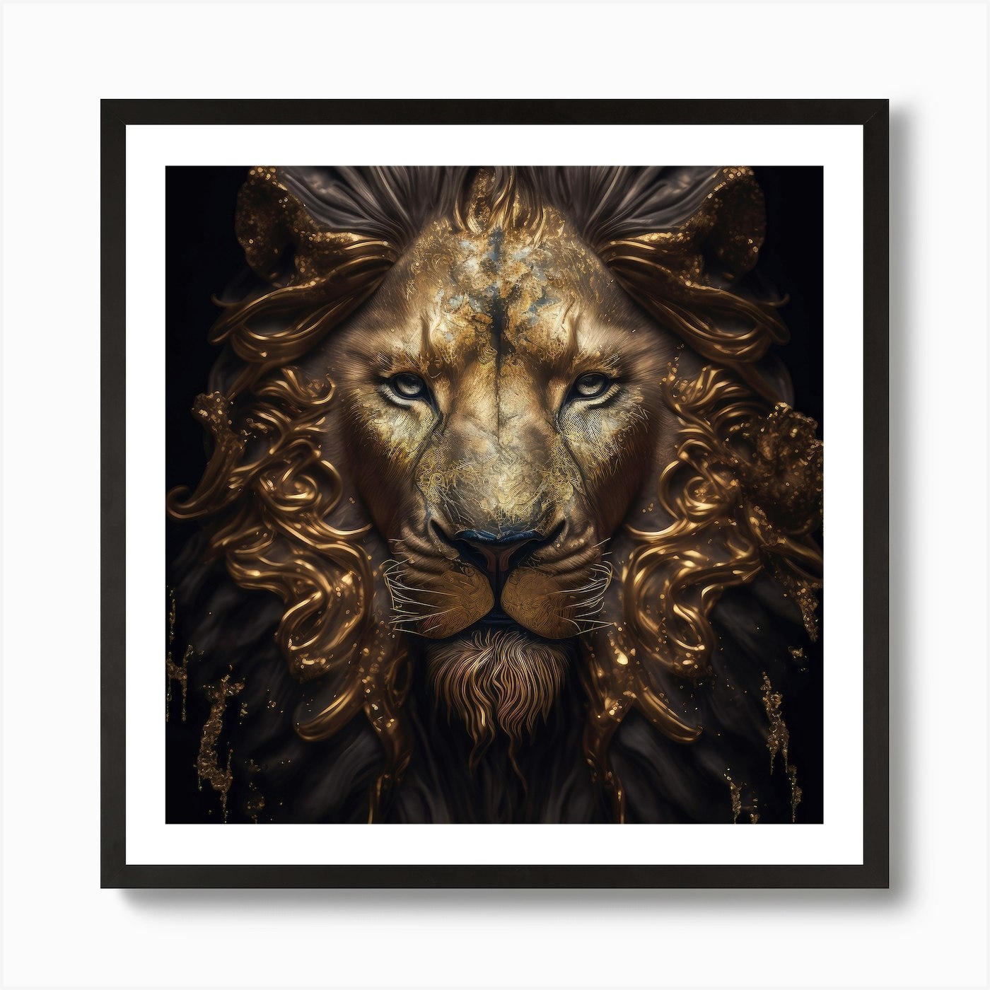 Golden Pride Lion Art Print Framed Wall Art Poster Canvas Print Picture