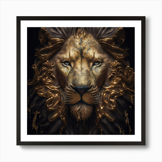 Golden Pride Lion Art Print Framed Wall Art Poster Canvas Print Picture