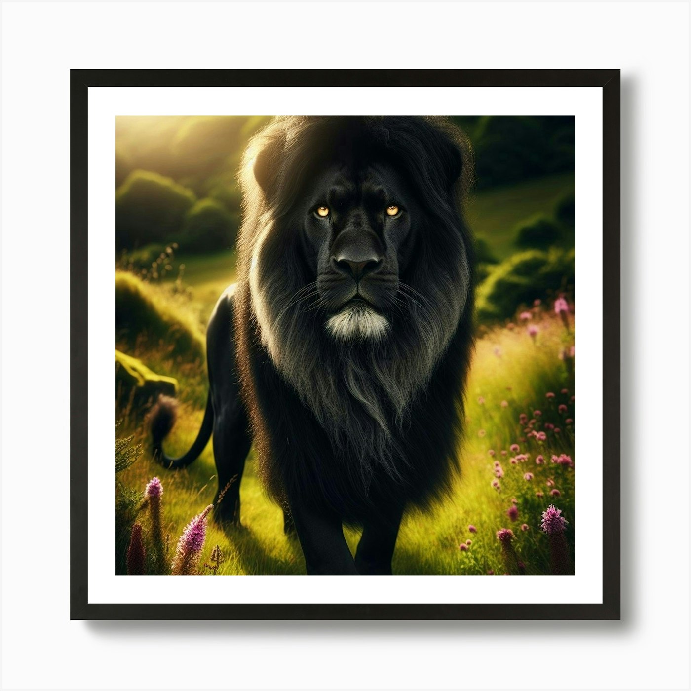 Lion In The Grass 2 Art Print Framed Wall Art Poster Canvas Print Picture