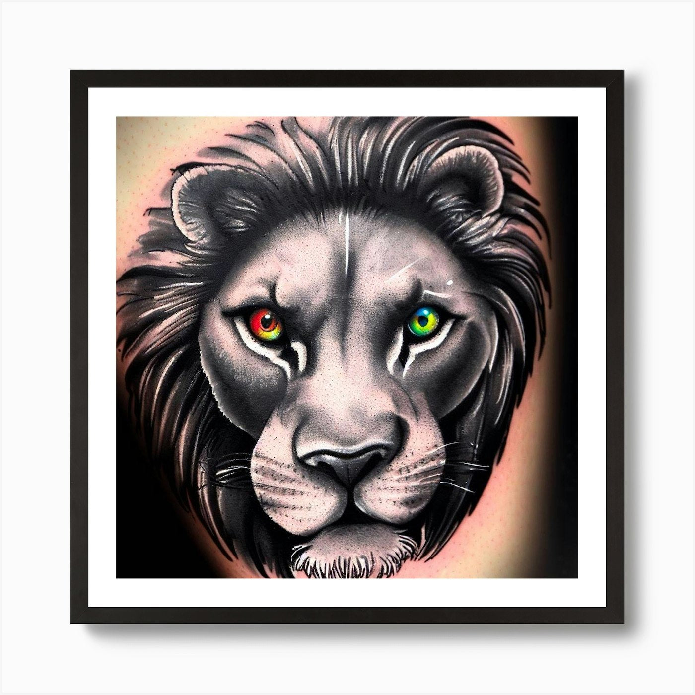 Lion Tattoo 2 Art Print Framed Wall Art Poster Canvas Print Picture