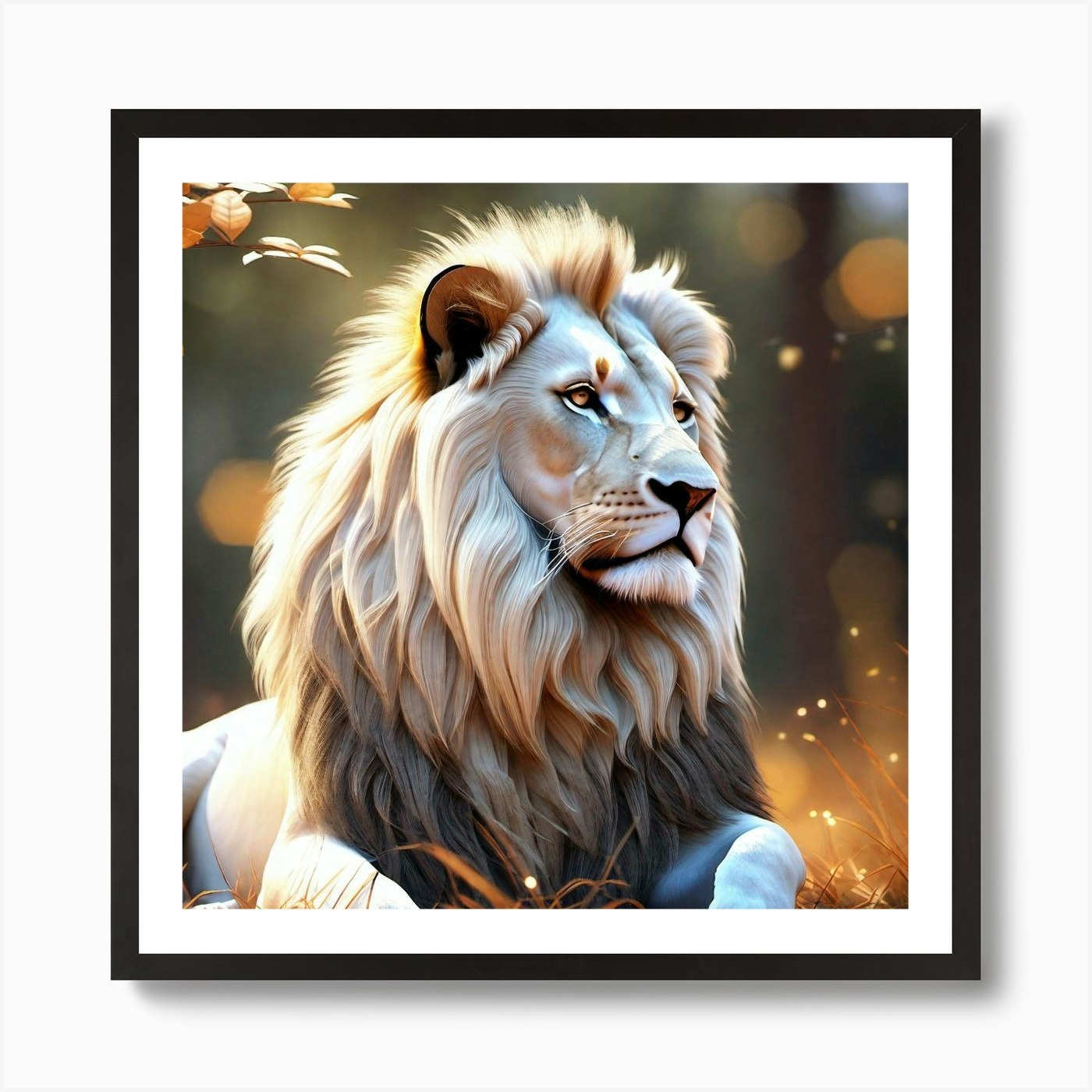 Lion In The Grass 4 Art Print Framed Wall Art Poster Canvas Print Picture