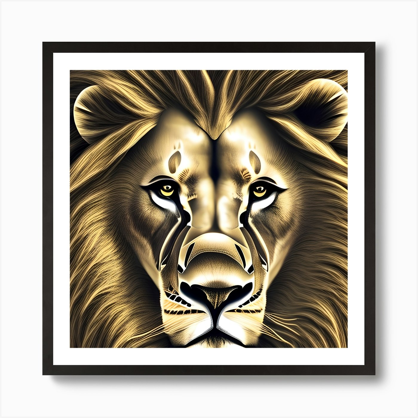 Golden Lion Art Print Framed Wall Art Poster Canvas Print Picture