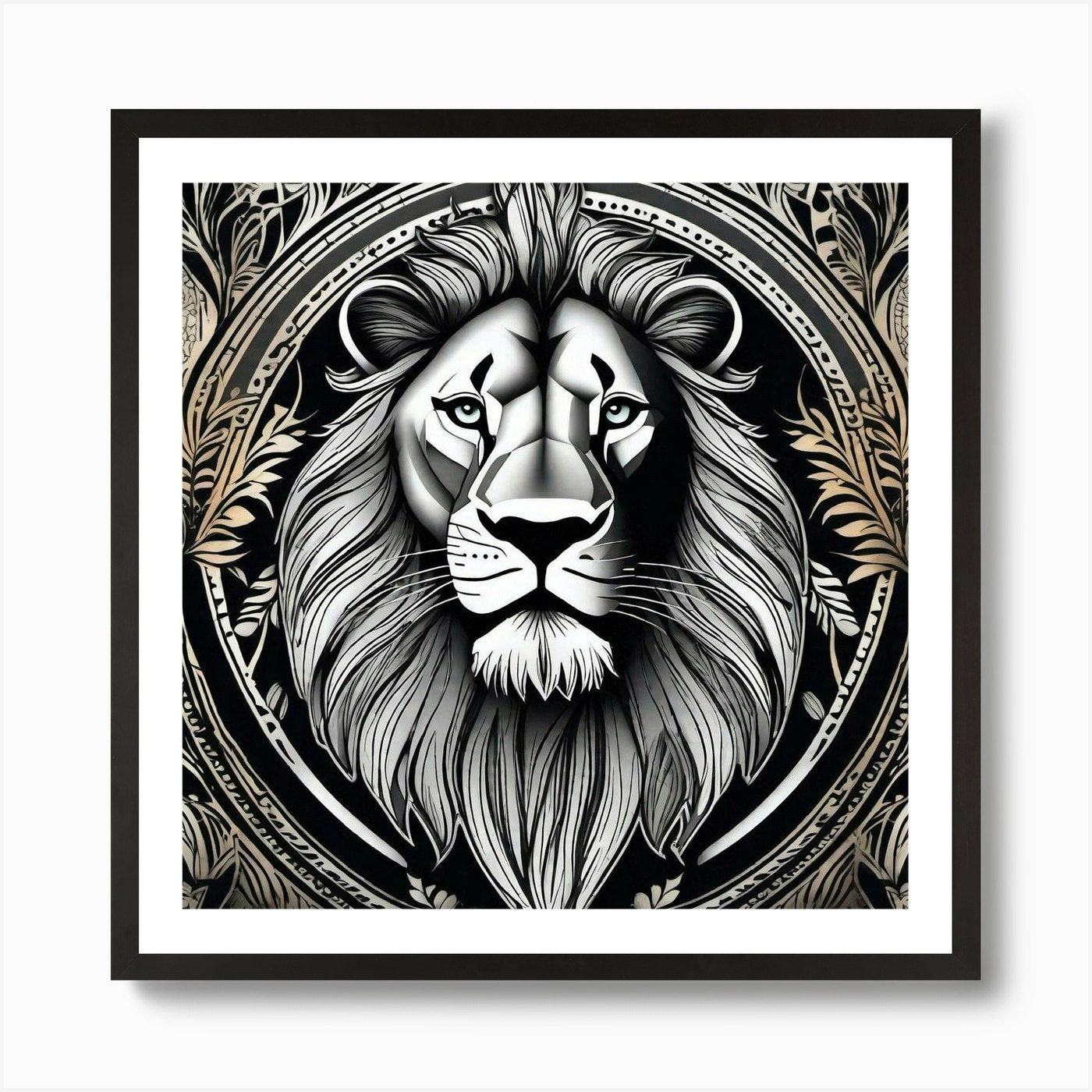 Lion Head 28 Art Print Framed Wall Art Poster Canvas Print Picture
