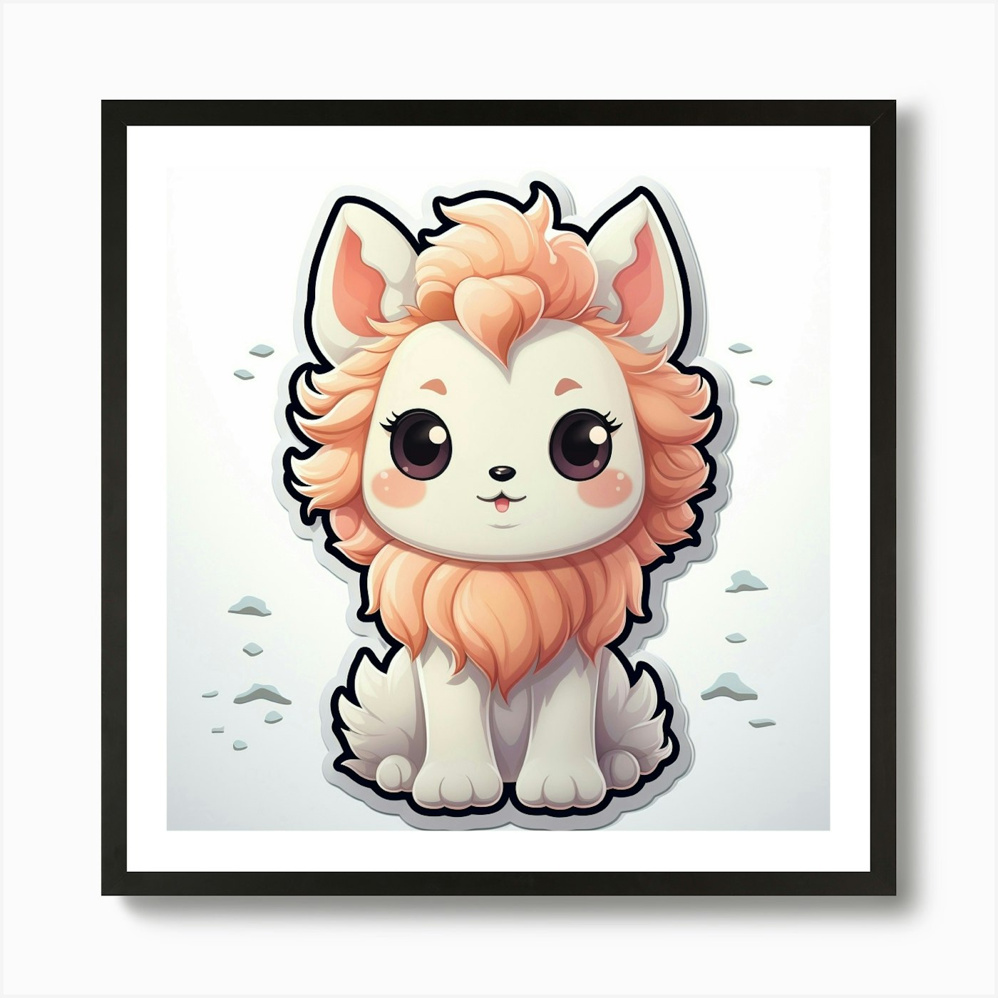 Kawaii Lion 1 Art Print Framed Wall Art Poster Canvas Print Picture