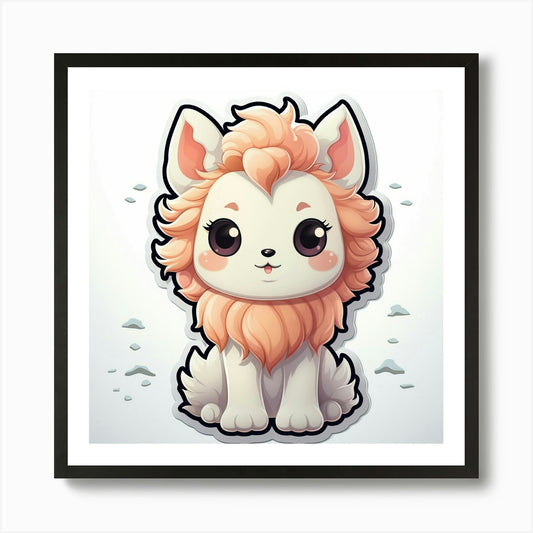 Kawaii Lion 1 Art Print Framed Wall Art Poster Canvas Print Picture