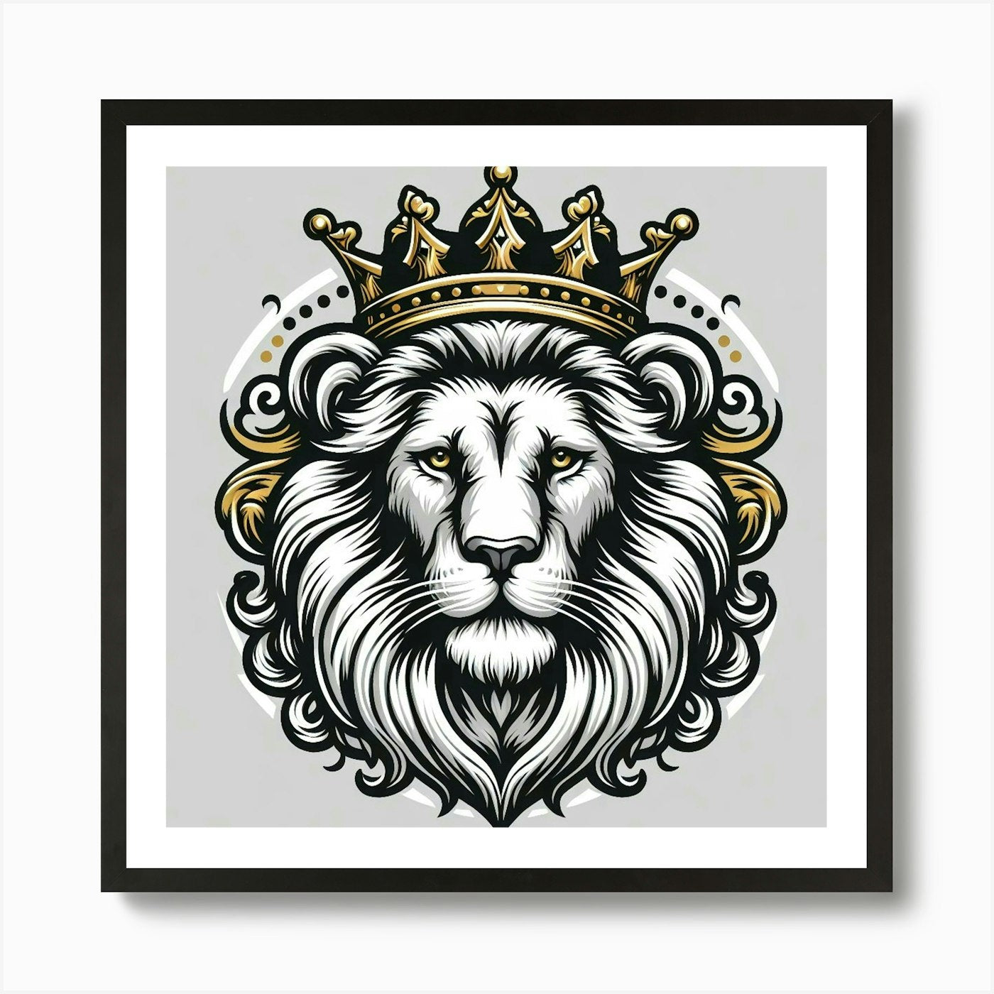 Lion With Crown Art Print Framed Wall Art Poster Canvas Print Picture