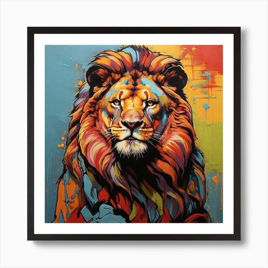 Pop Art graffiti Lion 1 Art Print Framed Wall Art Poster Canvas Print Picture