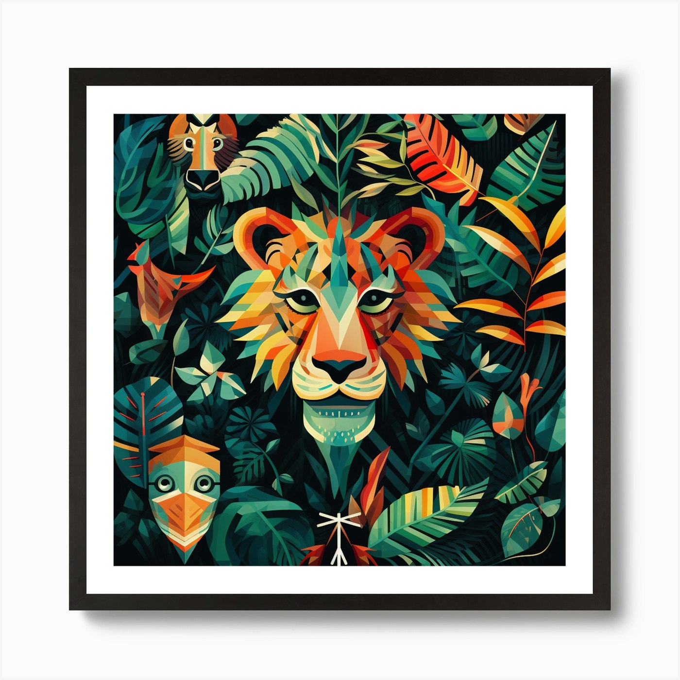 Lion In The Jungle 14 Art Print Framed Wall Art Poster Canvas Print Picture