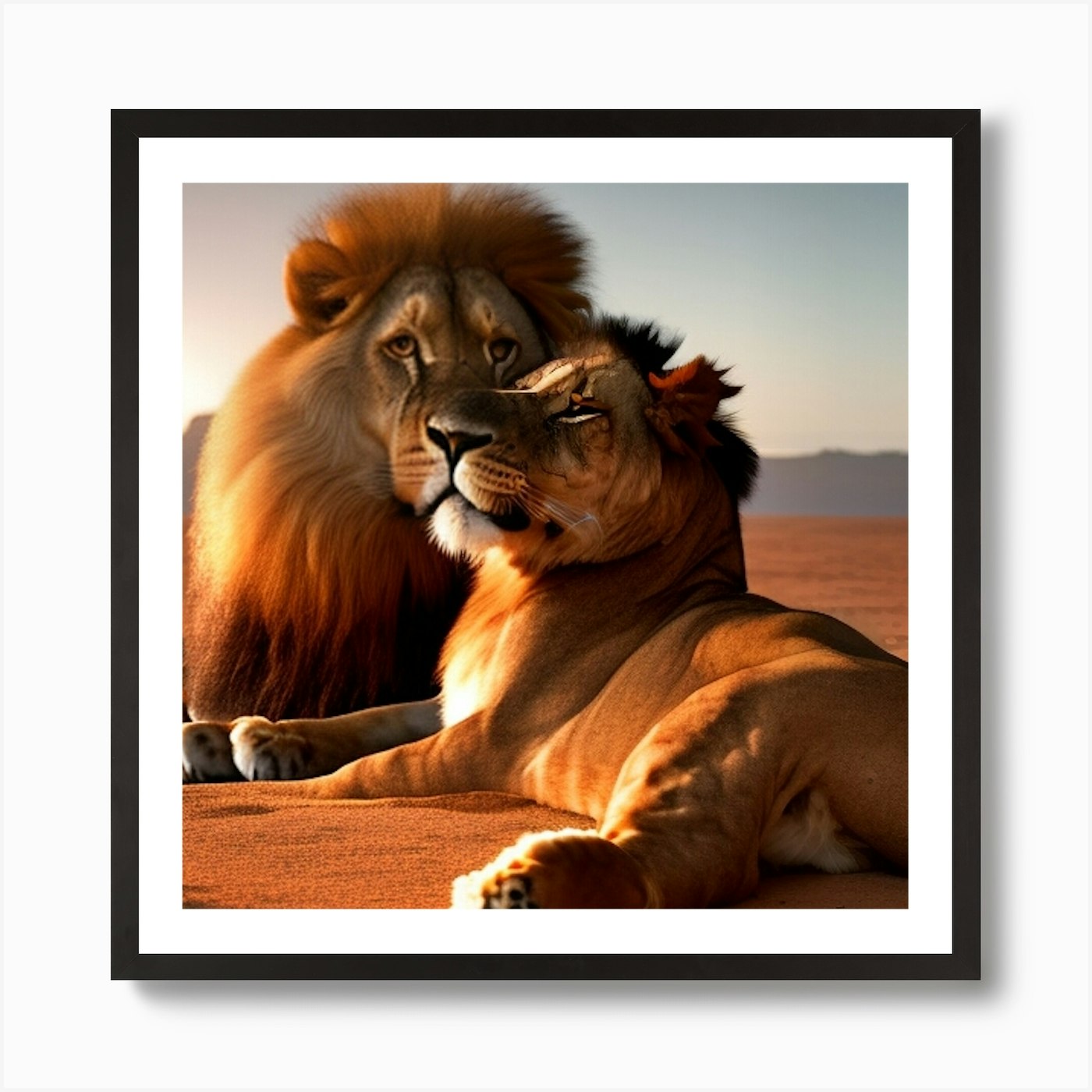 Cozy lions Art Print Framed Wall Art Poster Canvas Print Picture