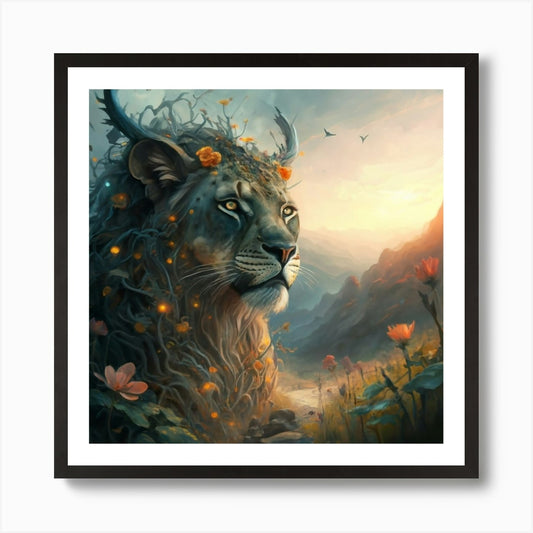 Lion Of The Forest Art Print Framed Wall Art Poster Canvas Print Picture