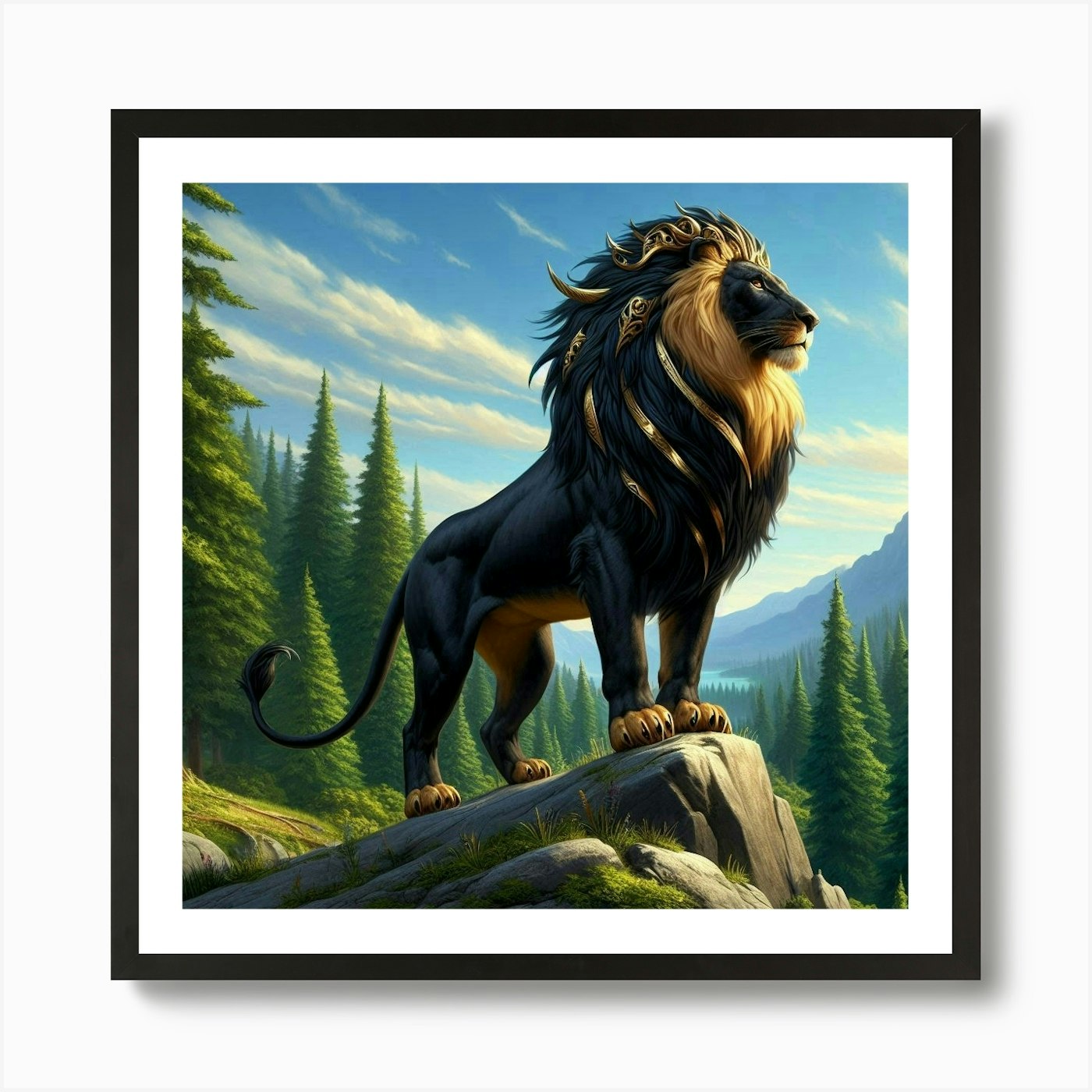 Lion Of The Forest 3 Art Print Framed Wall Art Poster Canvas Print Picture
