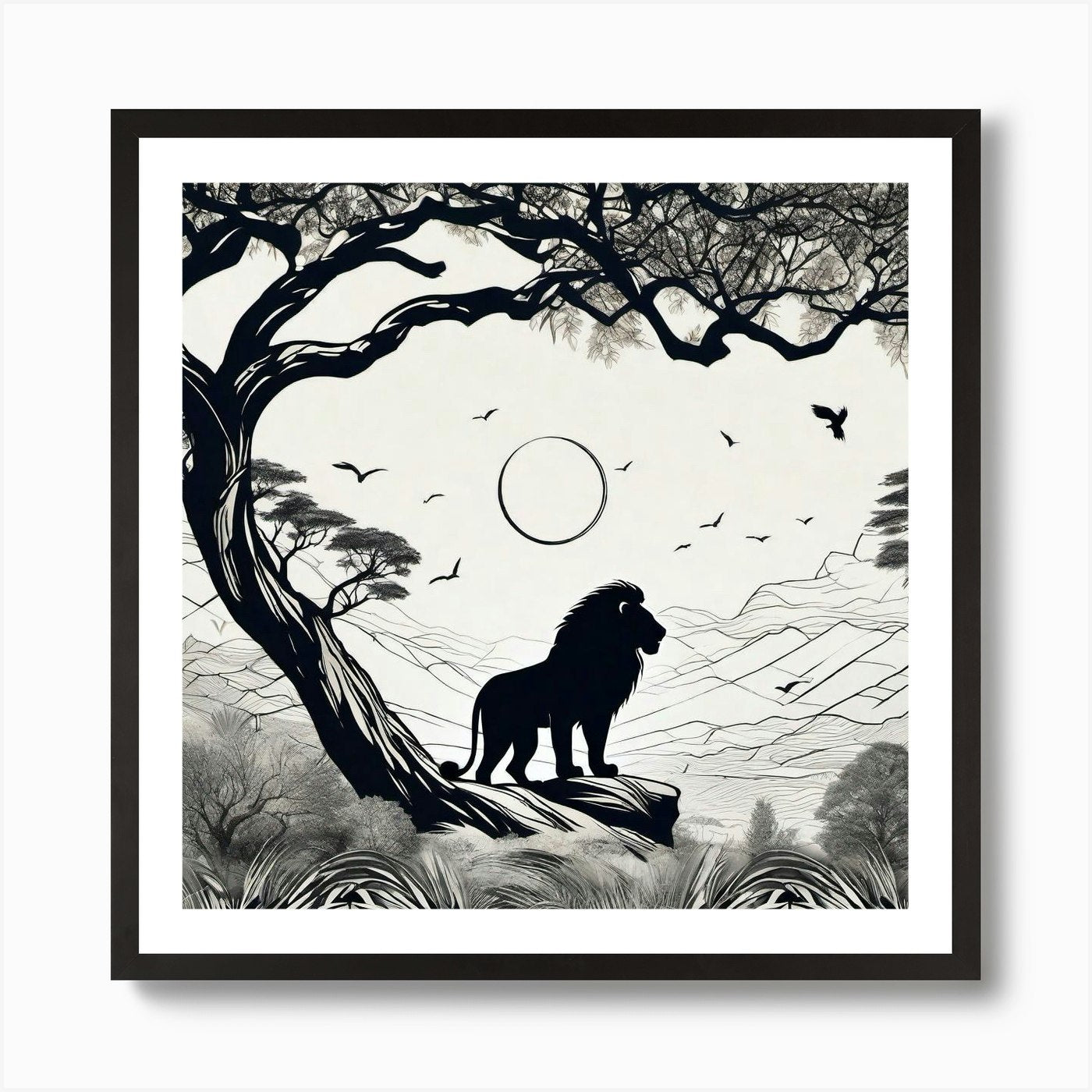 Lion In The Tree 3 Art Print Framed Wall Art Poster Canvas Print Picture