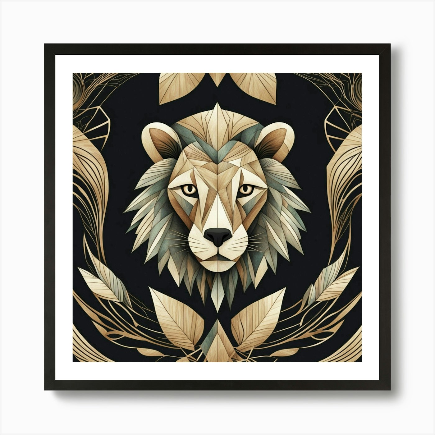 Lion Head Art Print Framed Wall Art Poster Canvas Print Picture