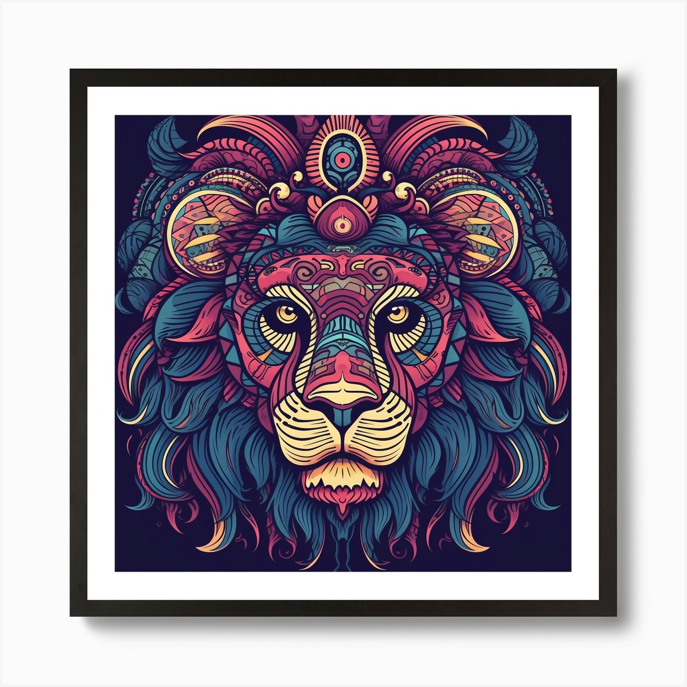 Lion Head 3 Art Print Framed Wall Art Poster Canvas Print Picture