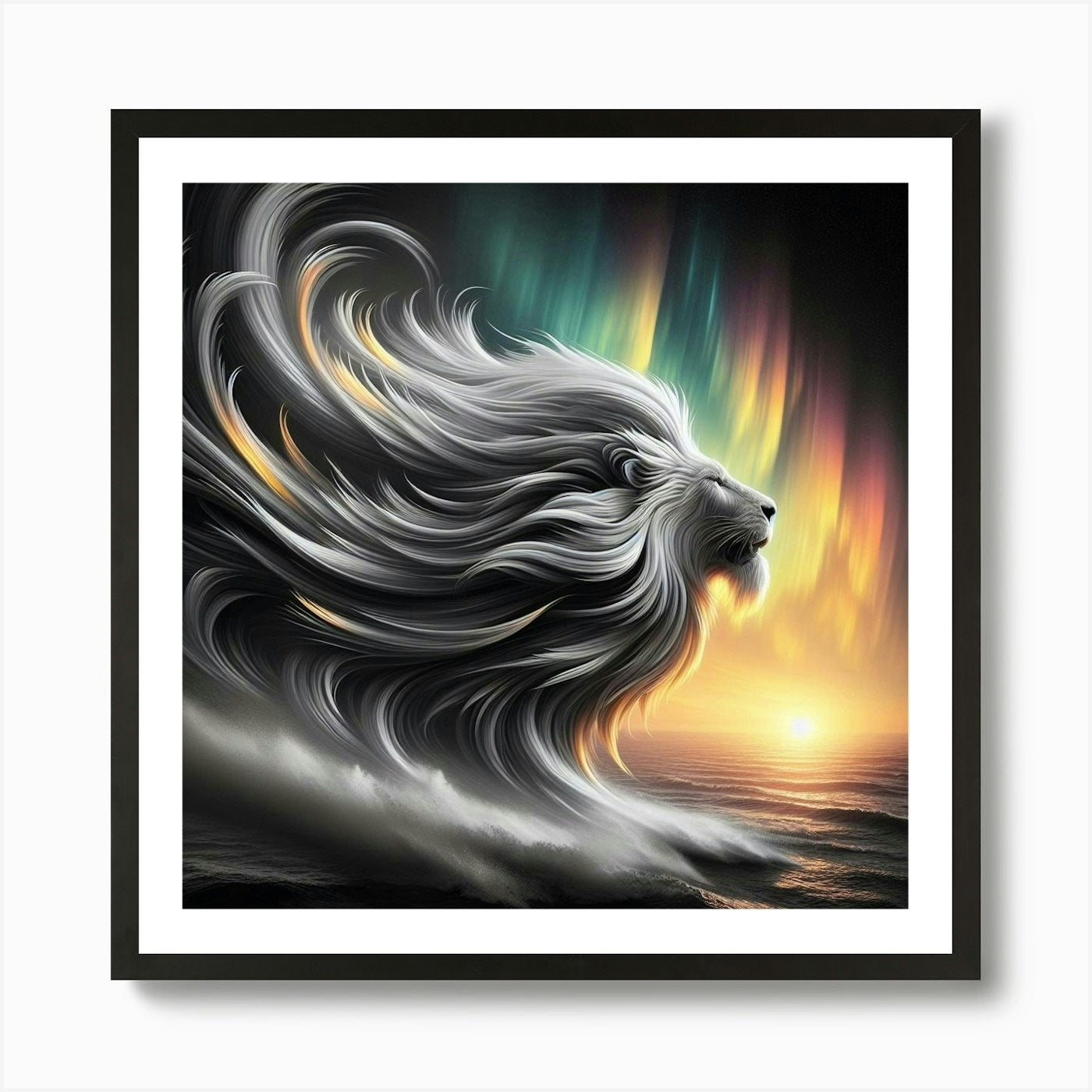 Lion At Sunset 2 Art Print Framed Wall Art Poster Canvas Print Picture