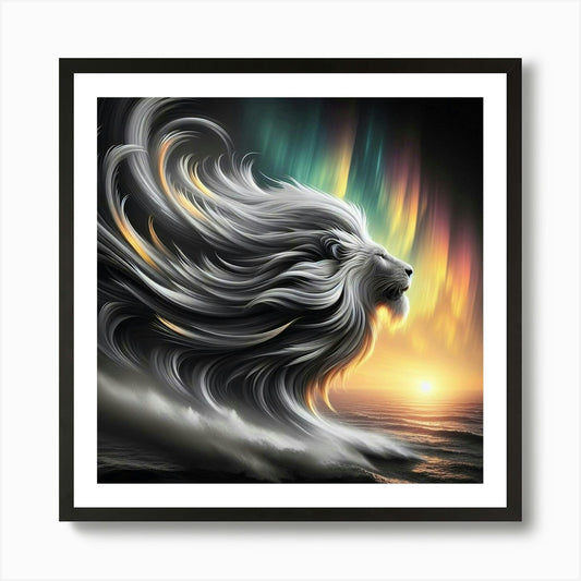Lion At Sunset 2 Art Print Framed Wall Art Poster Canvas Print Picture