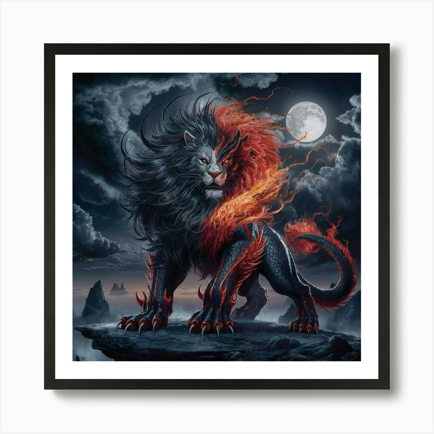 Lion Of The Night 2 Art Print Framed Wall Art Poster Canvas Print Picture