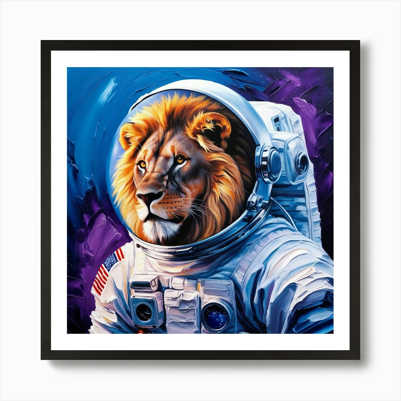 Lion In Space Art Print Framed Wall Art Poster Canvas Print Picture