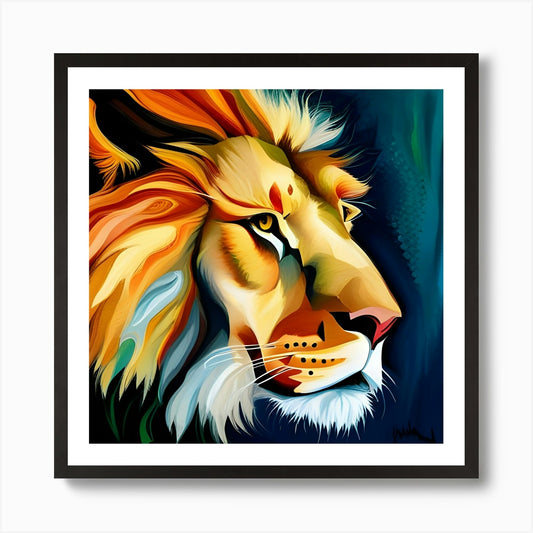 Lion wallart colorful print abstrac Framed Wall Art Poster Canvas Print Picture