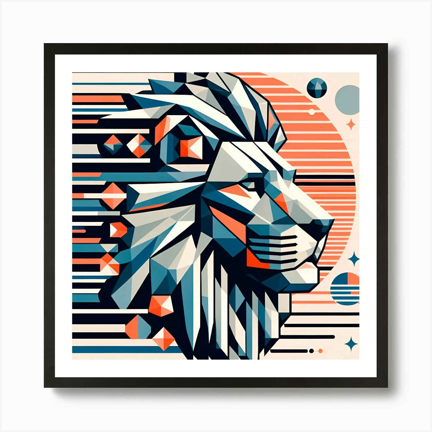 Lion Head 3 Art Print Framed Wall Art Poster Canvas Print Picture