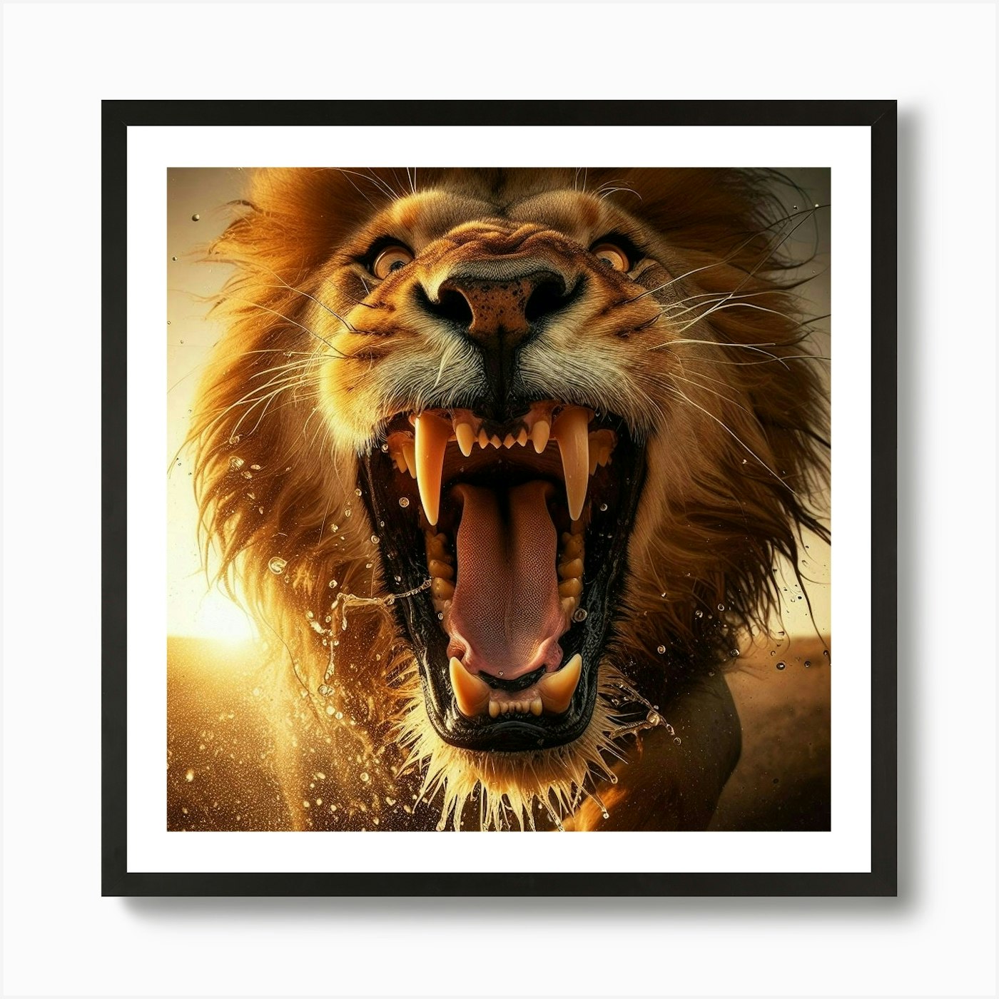 Lion Roaring 3 Art Print Framed Wall Art Poster Canvas Print Picture