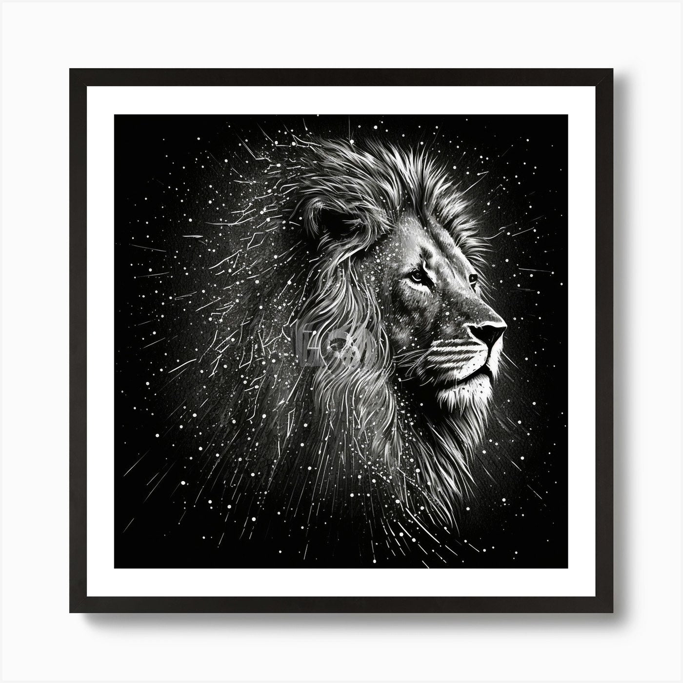 Lion In The Night Sky Art Print Framed Wall Art Poster Canvas Print Picture