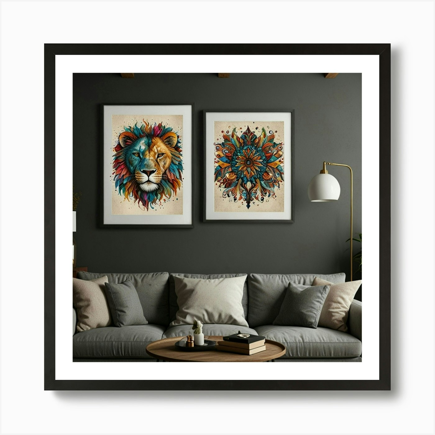 Mandala Lion Art Print Framed Wall Art Poster Canvas Print Picture