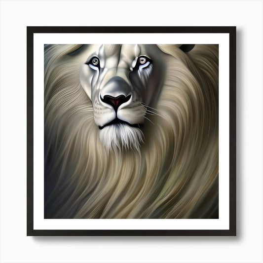 Exquisite White Lion Art Print Framed Wall Art Poster Canvas Print Picture