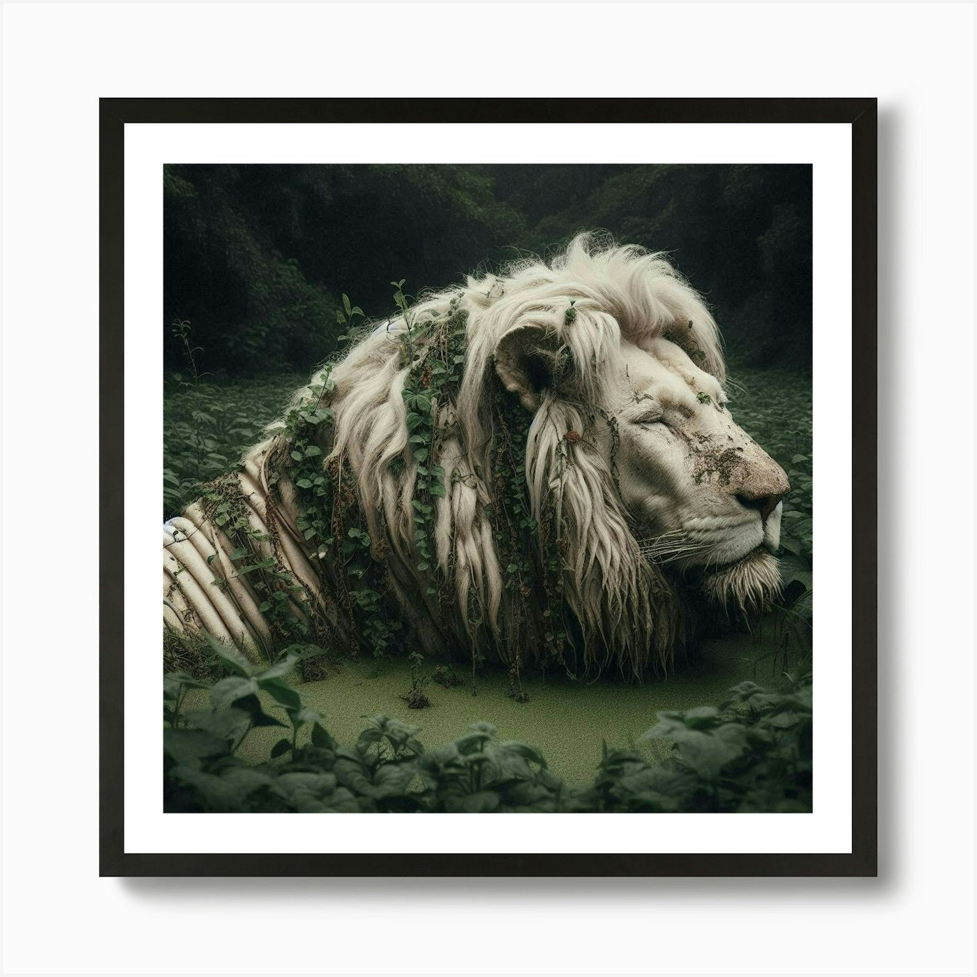 Lion In The Forest 3 Art Print Framed Wall Art Poster Canvas Print Picture