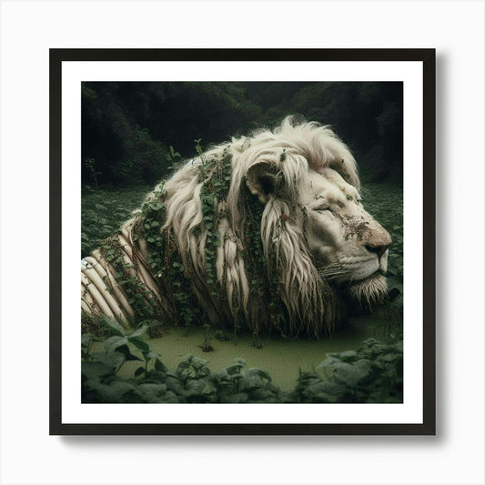 Lion In The Forest 3 Art Print Framed Wall Art Poster Canvas Print Picture