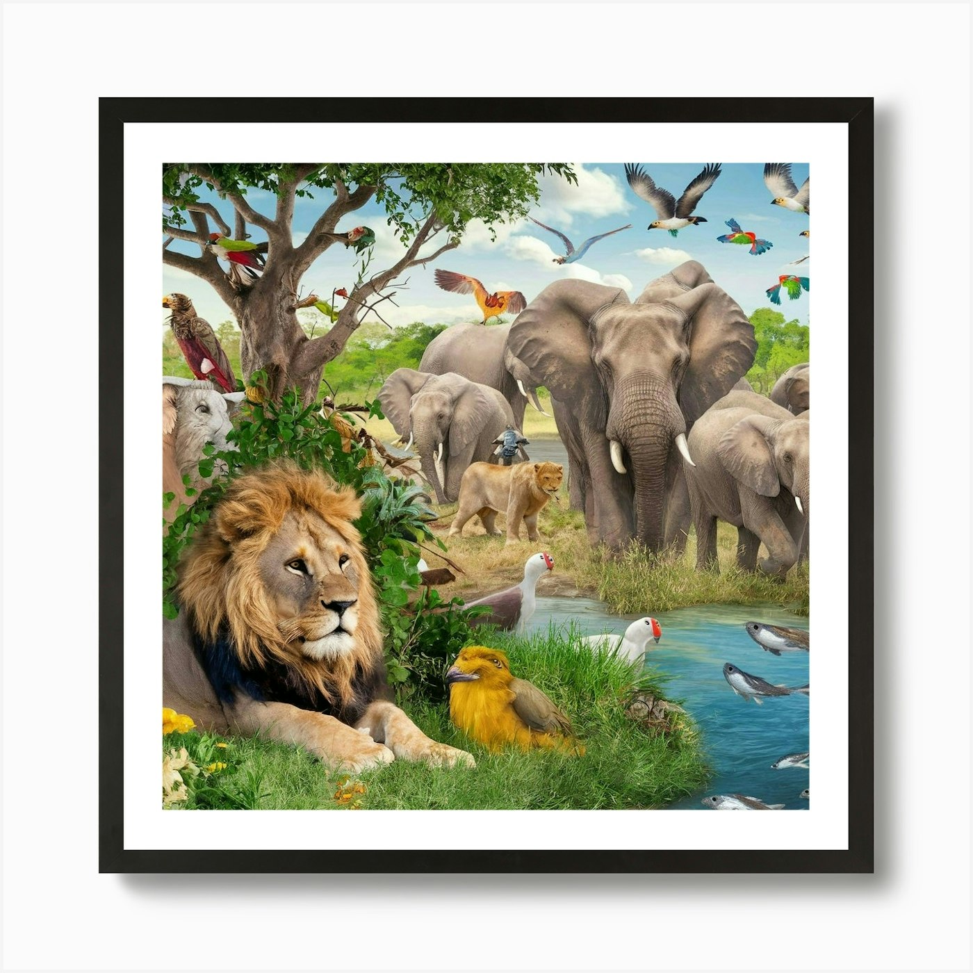 Lions In The Wild Art Print Framed Wall Art Poster Canvas Print Picture