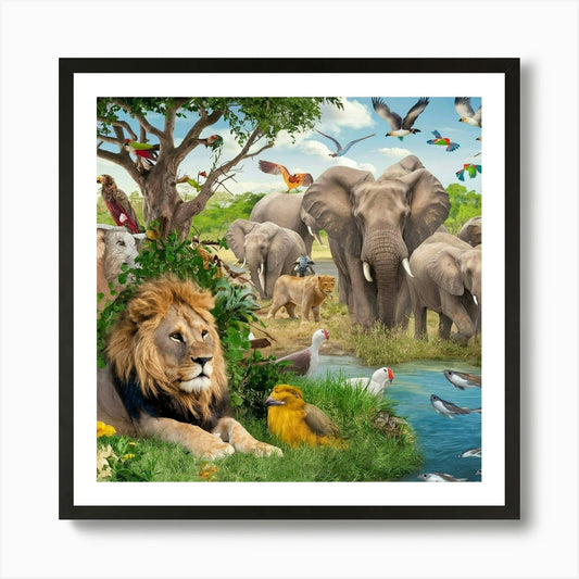 Lions In The Wild Art Print Framed Wall Art Poster Canvas Print Picture